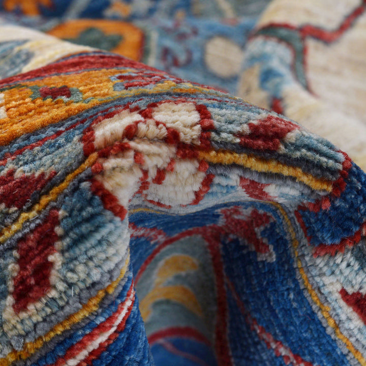 Afghan Heriz Rug 9'11" x 13'10" Hand-Knotted field