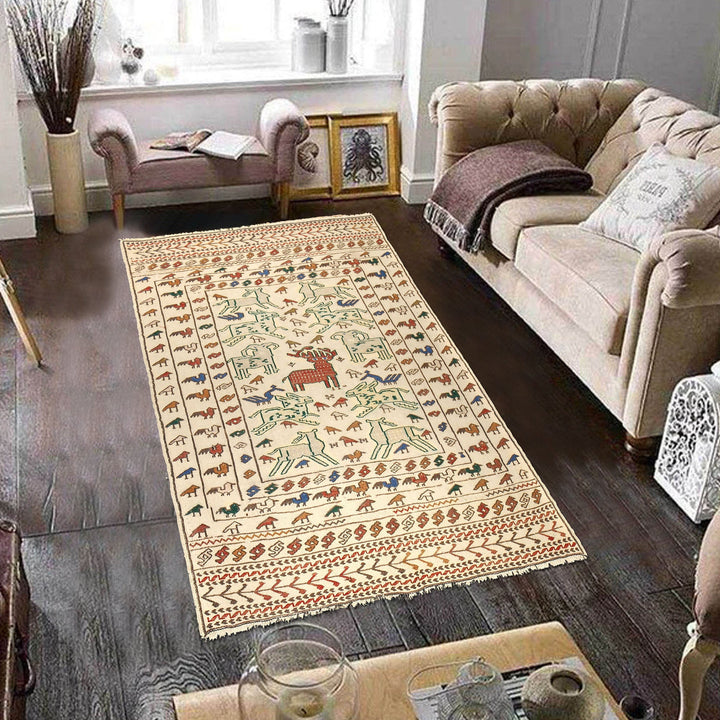 White Flat Weave Kelim 4' 1" x 5' 9" - No. AL56585