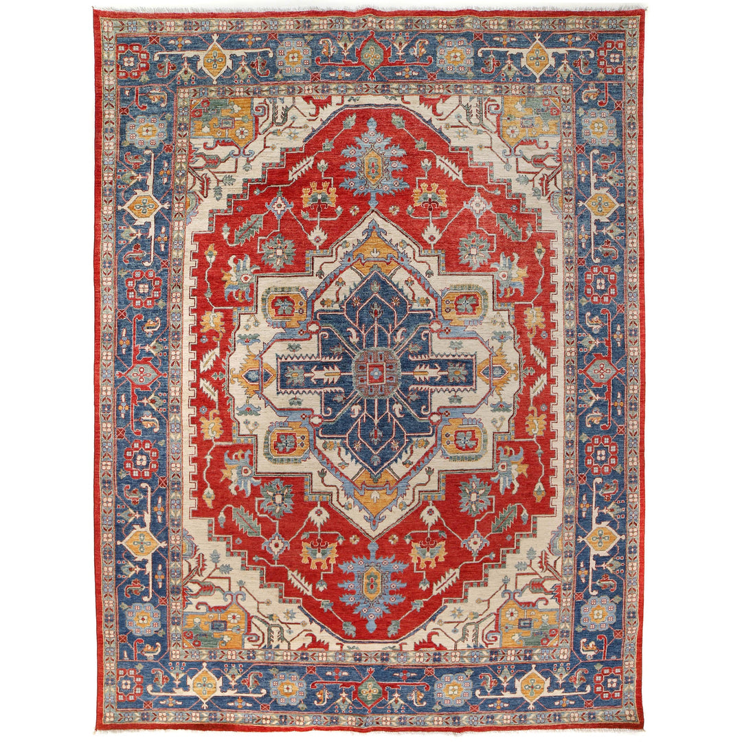 Afghan Heriz Rug 8' 11" x 12' 0" Hand-Knotted