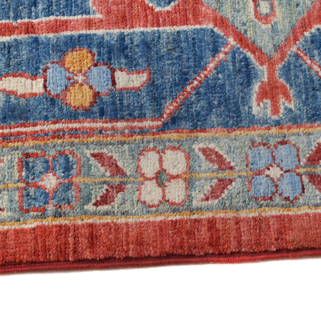 Afghan Heriz Rug 8' 11" x 12' 0" Hand-Knotted detail