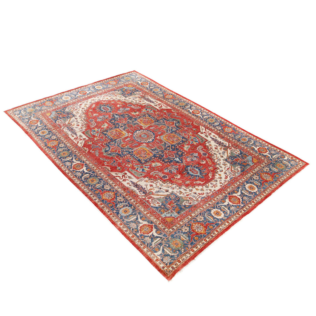 Afghan Heriz Rug 10' 0" x 13' 6" Hand-Knotted close-up
