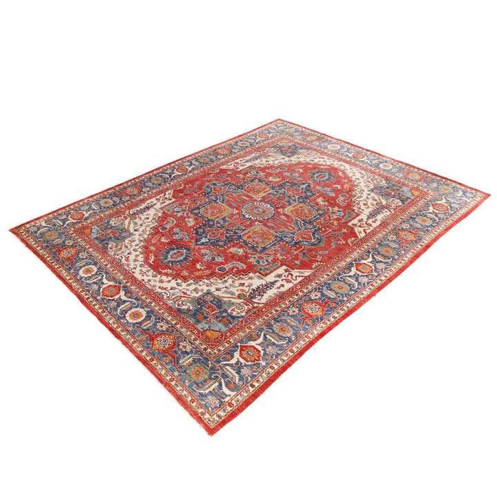 Afghan Heriz Rug 10' 0" x 13' 6" Hand-Knotted pattern