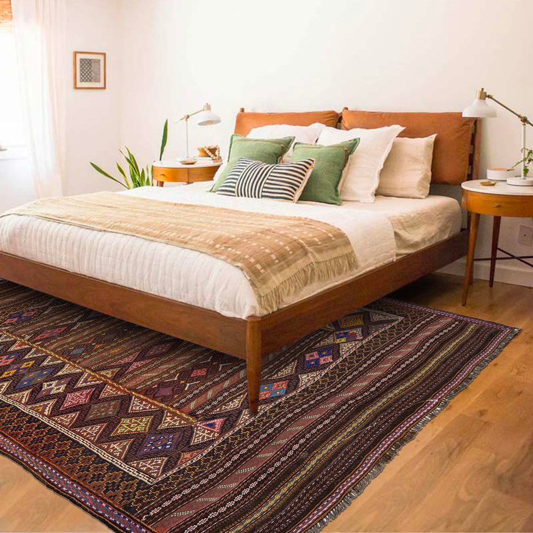 Afghan Laghari Kilim Rug 4' 9" x 7' 6" Hand-Knotted | No. AL26674