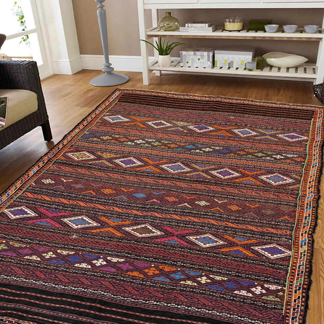 Afghan Laghari Kilim Rug 4' 4" x 6' 6" Flat-Weave | No. AL29119