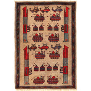 Authentic Afghan War Area Rug 3' 1" x 4' 4" - No. AL61508
