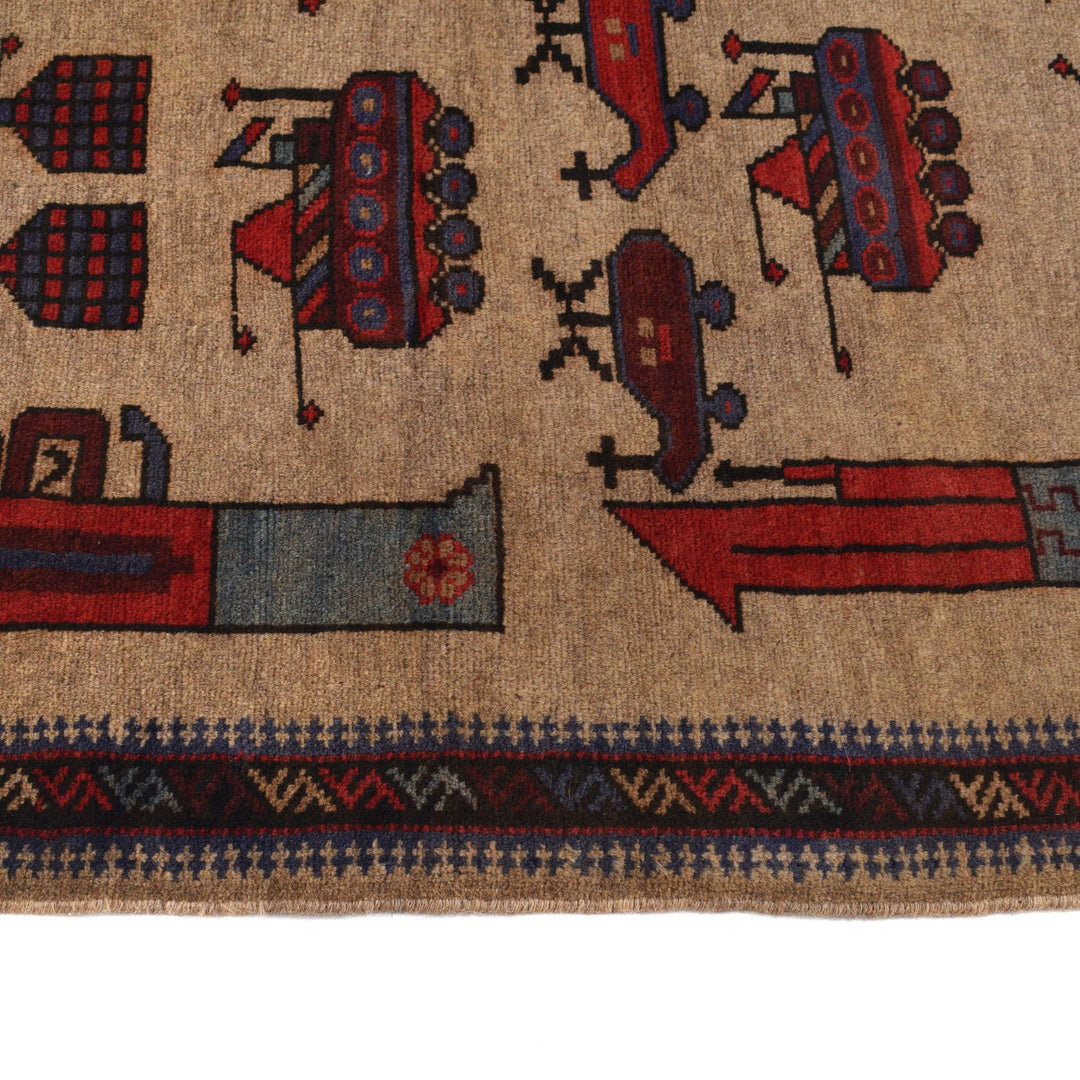 Authentic Afghan War Area Rug 3' 1" x 4' 4" - No. AL61508
