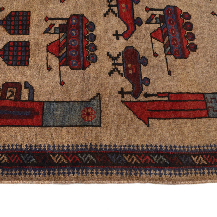 Authentic Afghan War Area Rug 3' 1" x 4' 4" - No. AL61508