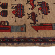 Authentic Afghan War Area Rug 3' 1" x 4' 4" - No. AL61508