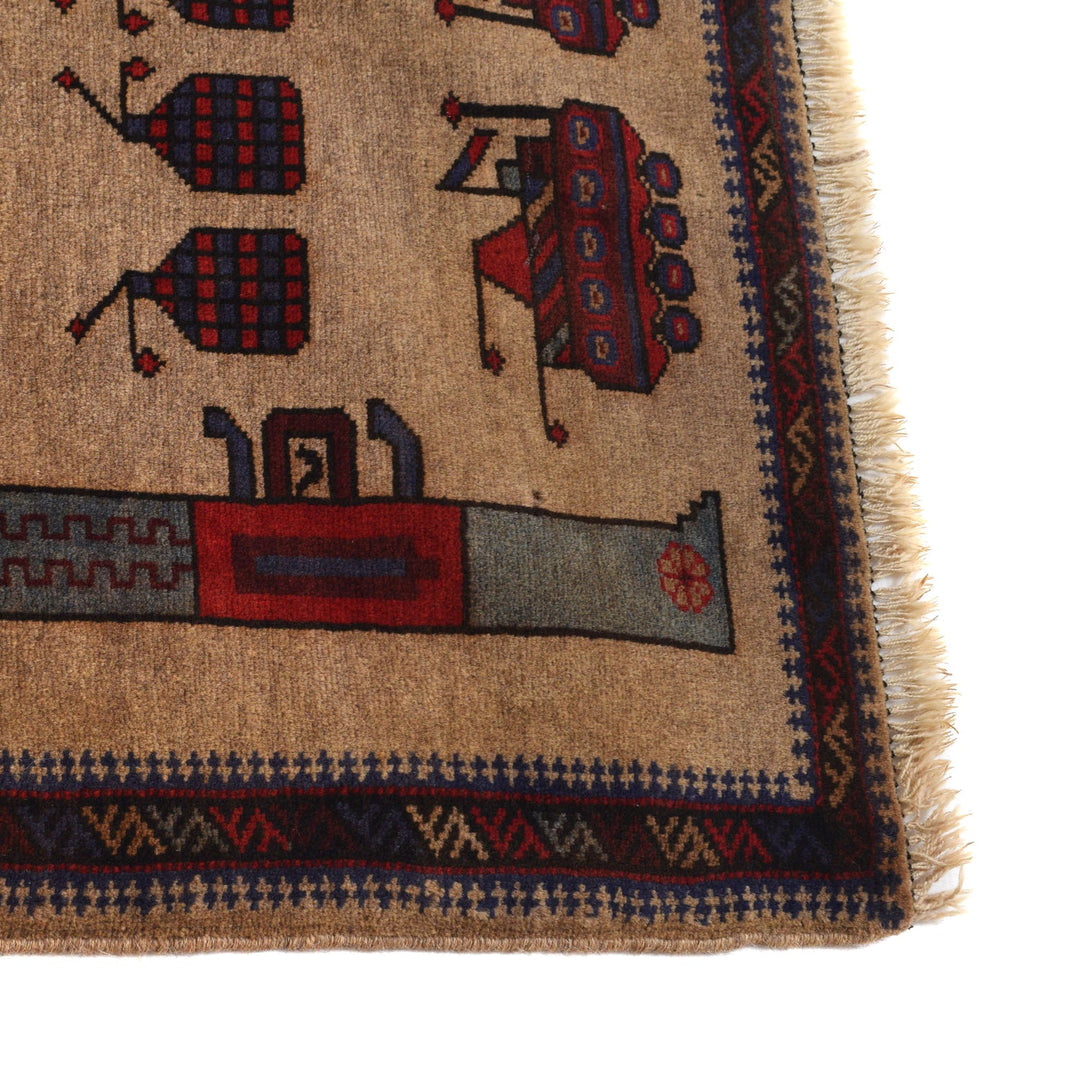 Authentic Afghan War Area Rug 3' 1" x 4' 4" - No. AL61508