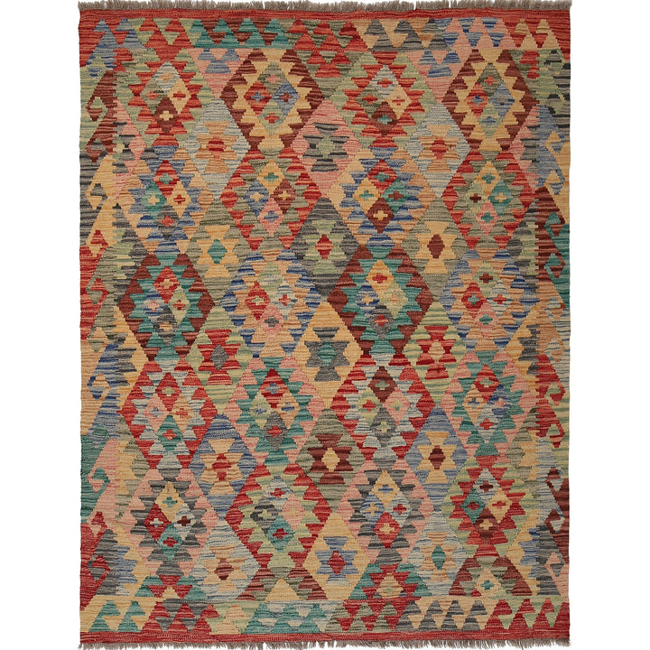 Colorful Flat-Weave Wool Kilim 5' 0" x 6' 7" - No. AL48623