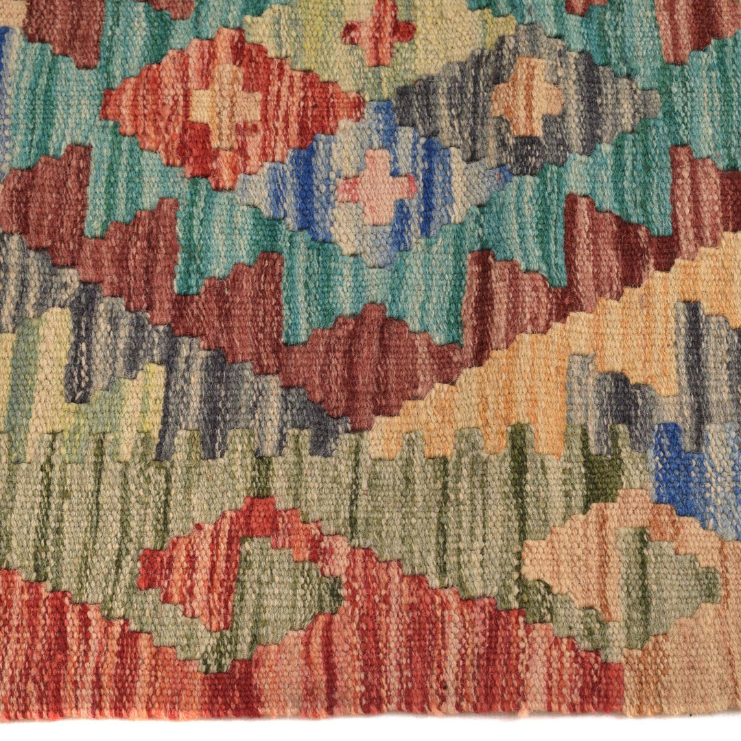 Colorful Flat-Weave Wool Kilim 5' 0" x 6' 7" - No. AL48623