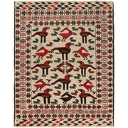 White Flat Weave Kelim 4' 6" x 5' 8" - No. AL53928