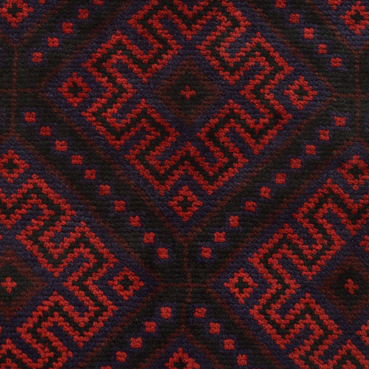 Afghan Baluchi Rug 3' 10" x 5' 9" Hand-Knotted close-up