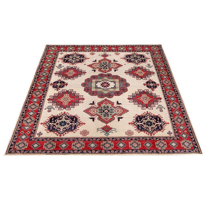 Blue Afghan Kazak Rug 8' 3" x 9' 8" Hand-Knotted view