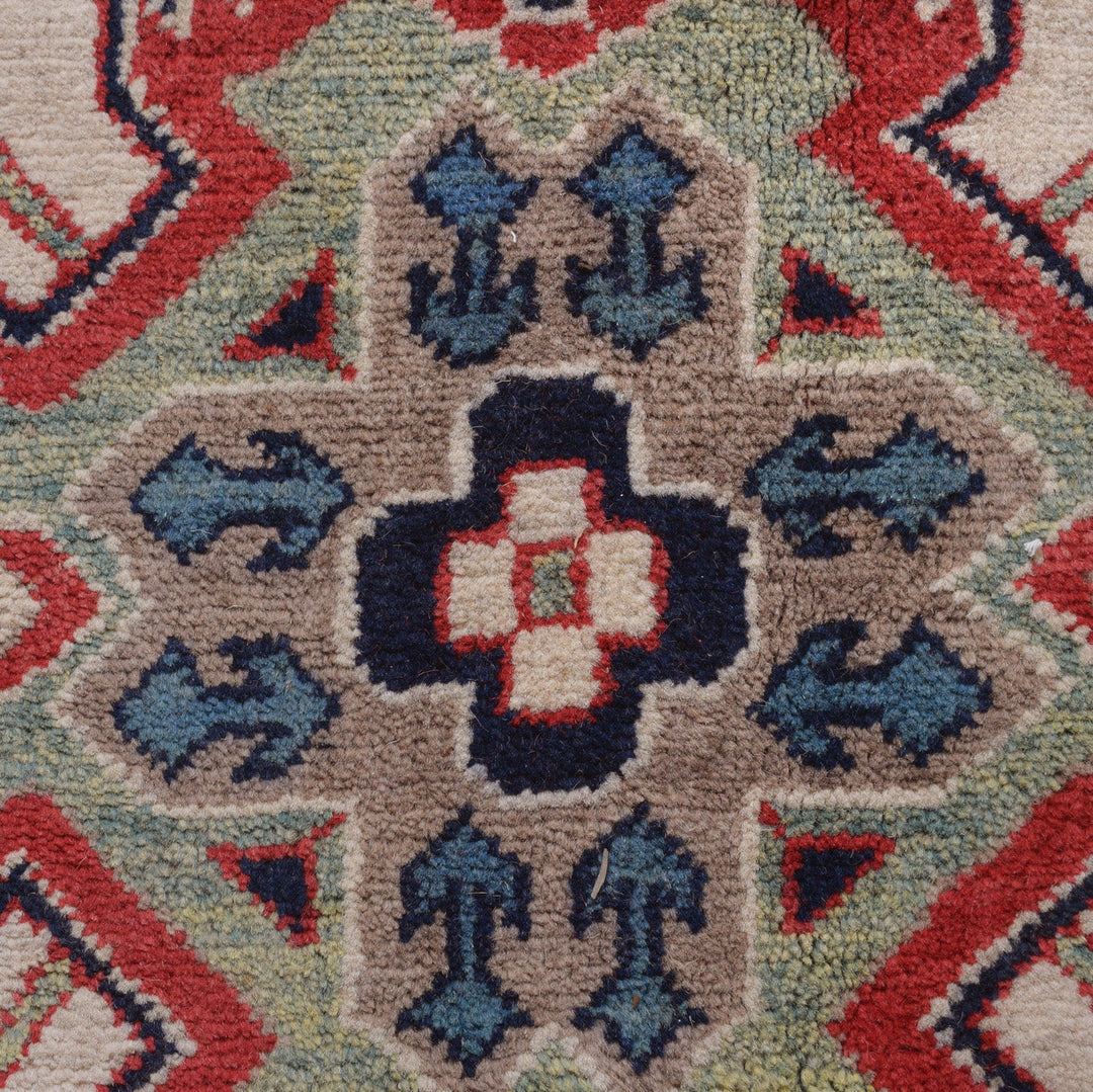 Beige Afghan Kazak Rug 8' 3" x 9' 8" Hand-Knotted pattern
