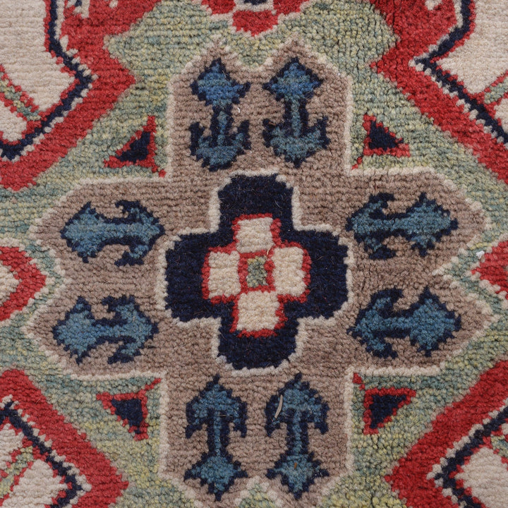 Blue Afghan Kazak Rug 8' 3" x 9' 8" Hand-Knotted pattern