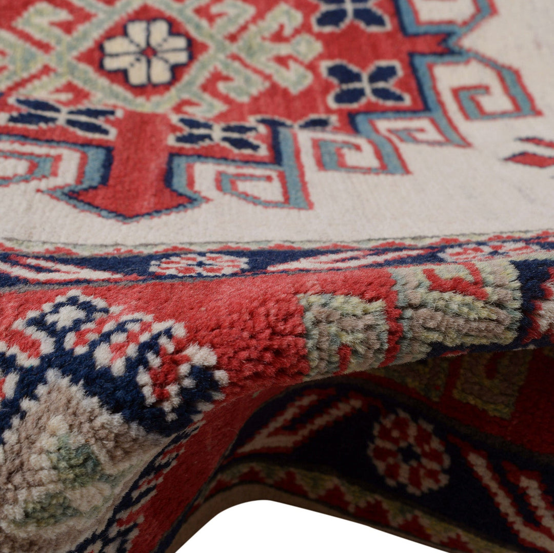 Beige Afghan Kazak Rug 8' 3" x 9' 8" Hand-Knotted field