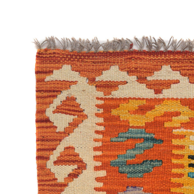Colorful Flat-Weave Wool Kilim Runner 2' 5" x 6' 5" - No. AL66317