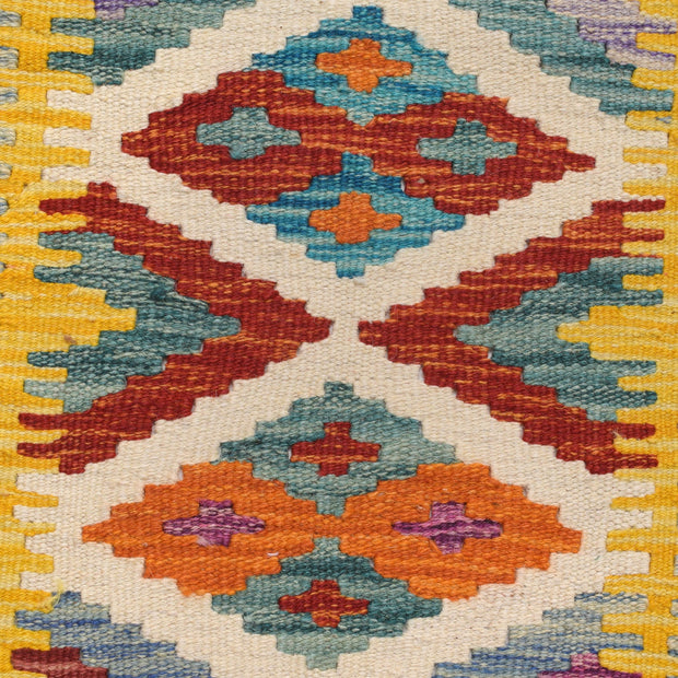 Colorful Flat-Weave Wool Kilim Runner 2' 5" x 6' 5" - No. AL66317