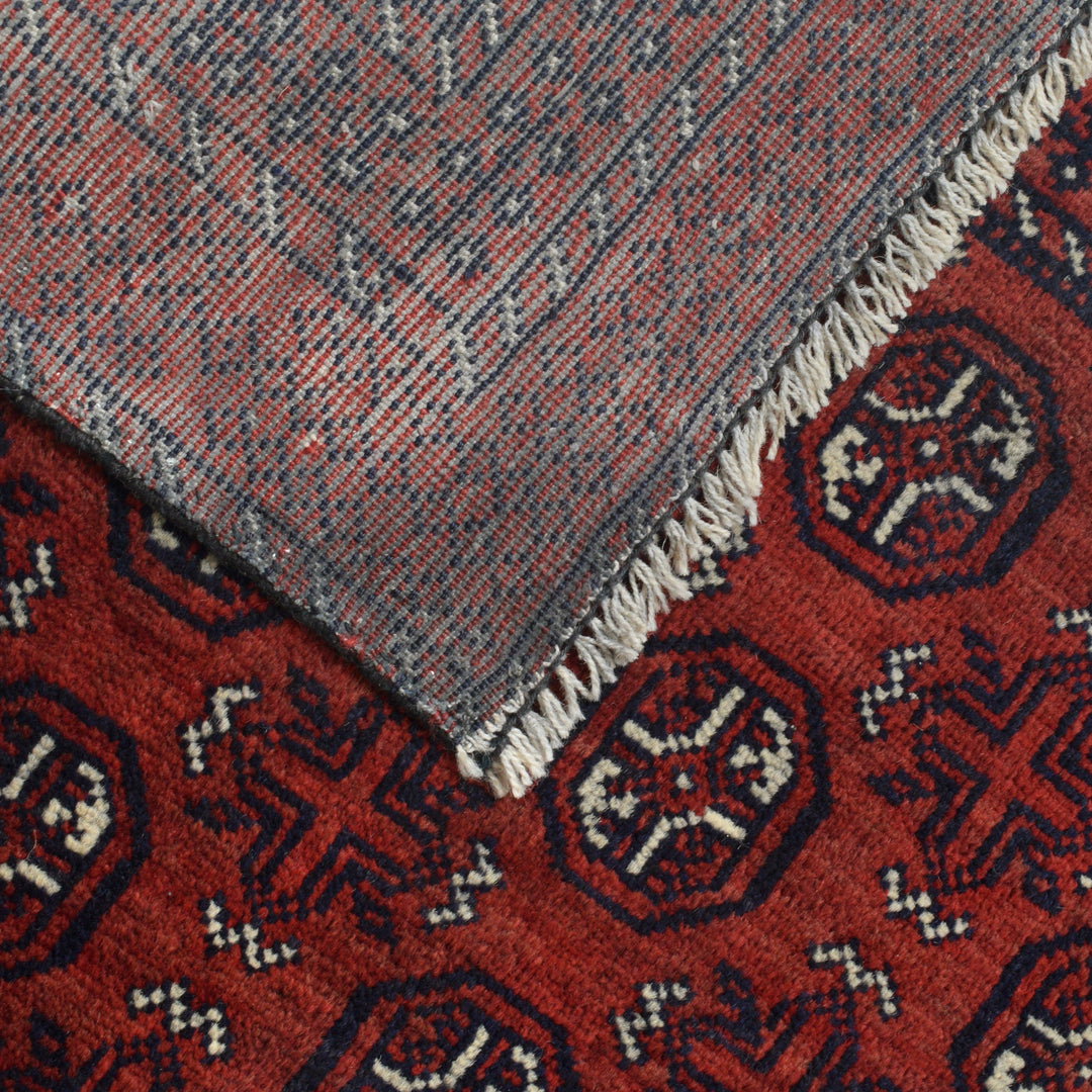 Red Afghan Baluchi Rug 3' 4" x 5' 11" Hand-Knotted pattern