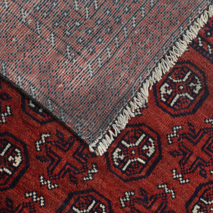 Red Afghan Baluchi Rug 3' 4" x 5' 11" Hand-Knotted pattern