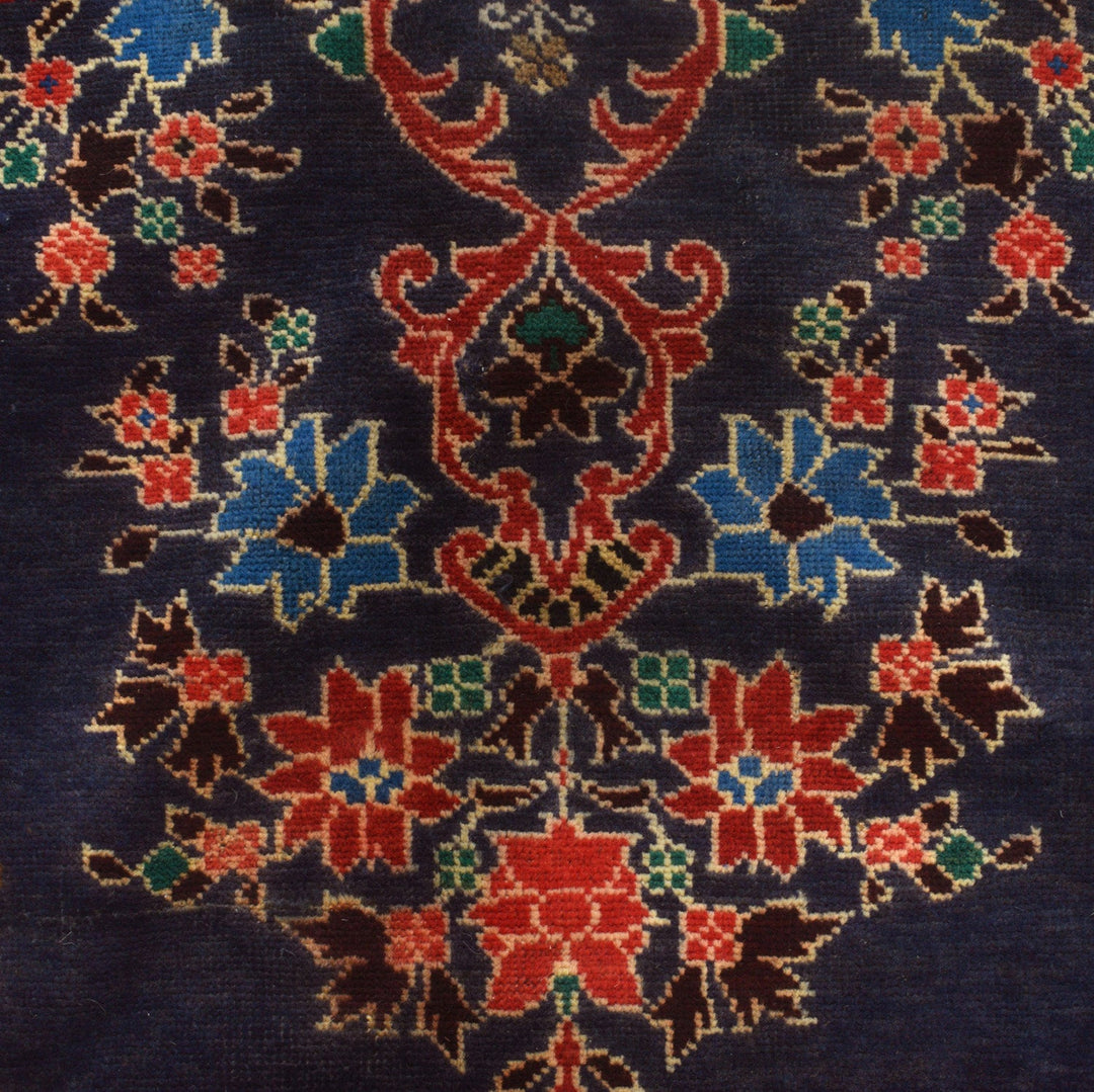 Navy Blue Afghan Baluchi Rug 4' 0" x 7' 3" Hand-Knotted close-up