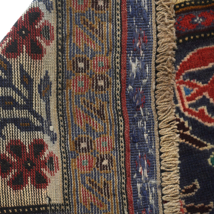 Navy Blue Afghan Baluchi Rug 4' 0" x 7' 3" Hand-Knotted pattern