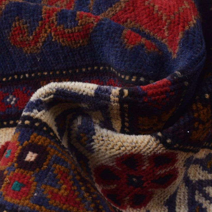 Navy Blue Afghan Baluchi Rug 4' 0" x 7' 3" Hand-Knotted field