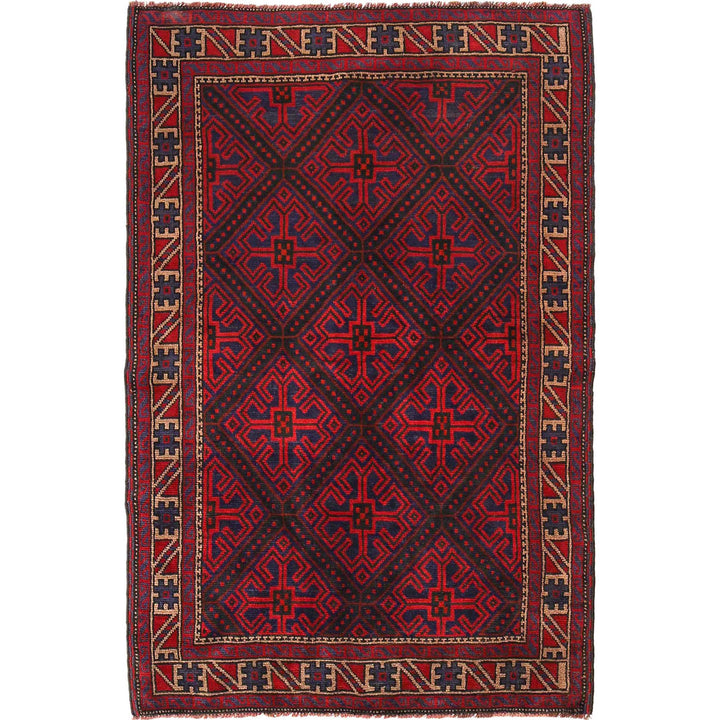 Afghan Baluchi Rug 4' 0" x 6' 4" Hand-Knotted
