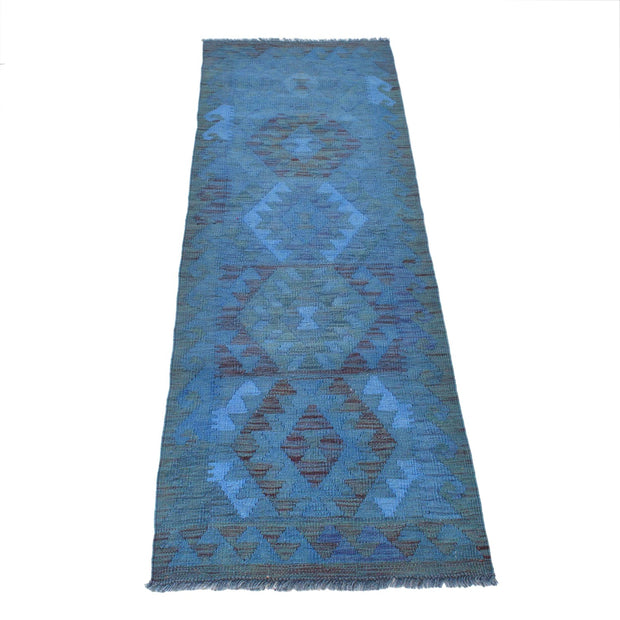 Blue Color Overdyed Kelim 2' 1" x 6' 2" - No. AL65040