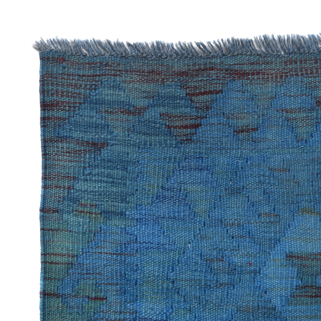 Blue Color Overdyed Kelim 2' 1" x 6' 2" - No. AL65040