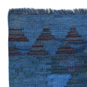 Blue Color Overdyed Kelim Runner 2' 1" x 5' 1" - No. AL69348