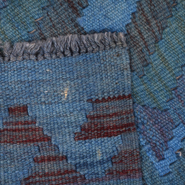Blue Color Overdyed Kelim Runner 2' 1" x 5' 1" - No. AL69348