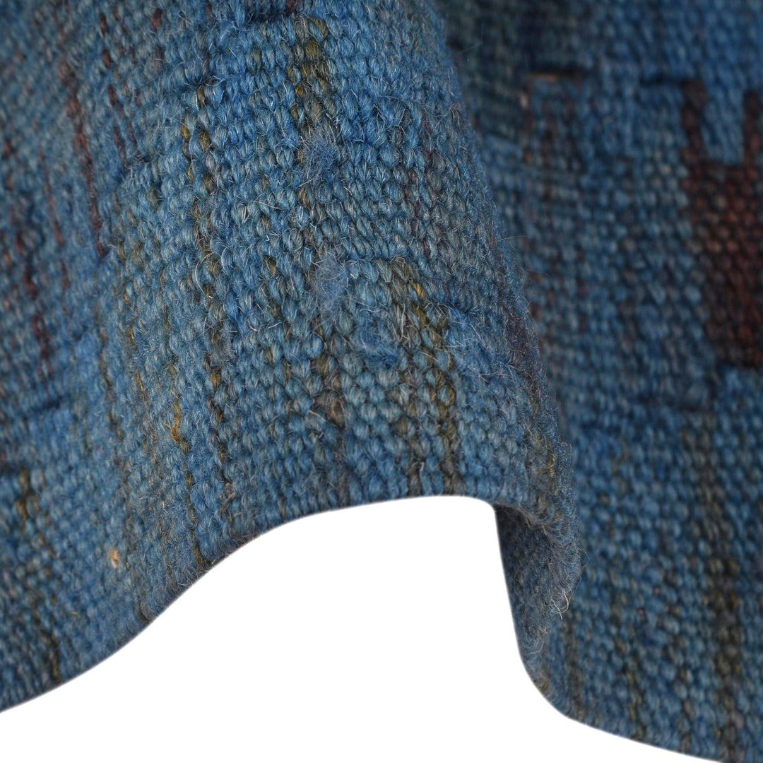 Blue Color Overdyed Kelim Runner 2' 1" x 5' 1" - No. AL69348