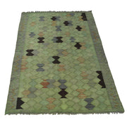 Green Color Overdyed Kelim 3' 4" x 4' 9" - No. AL43570
