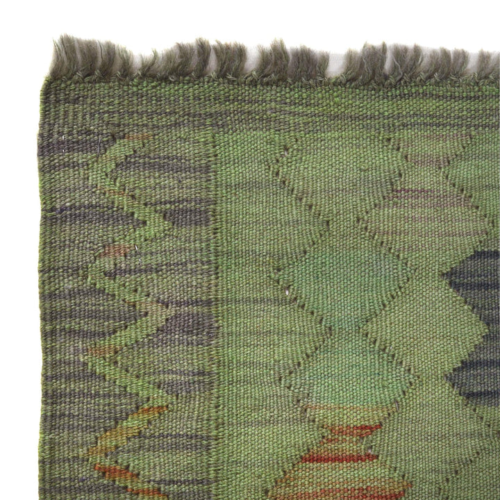 Green Color Overdyed Kelim 3' 4" x 4' 9" - No. AL43570