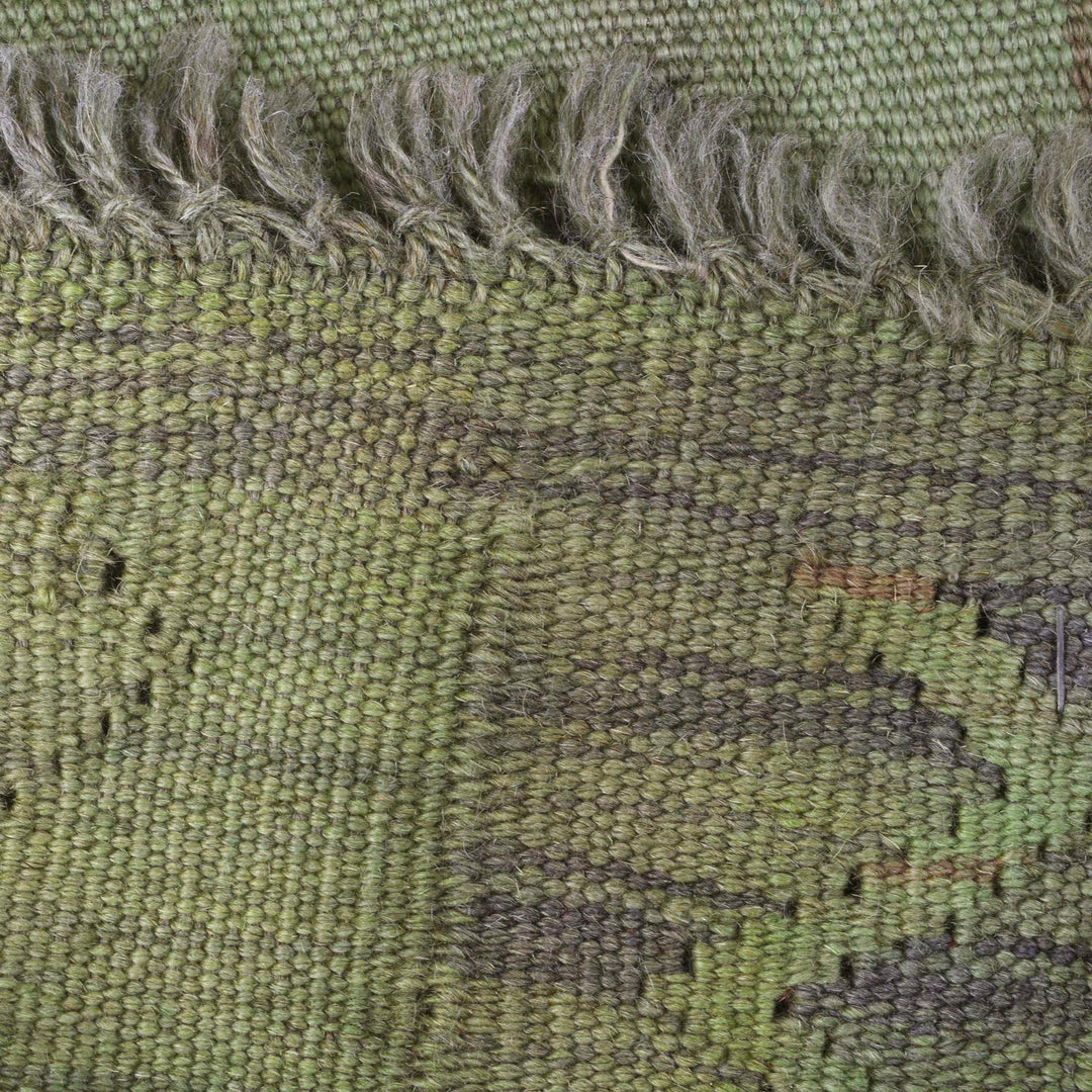 Green Color Overdyed Kelim 3' 4" x 4' 9" - No. AL43570