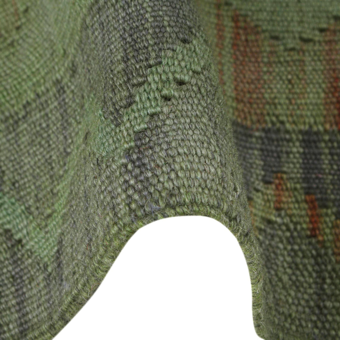 Green Color Overdyed Kelim 3' 4" x 4' 9" - No. AL43570