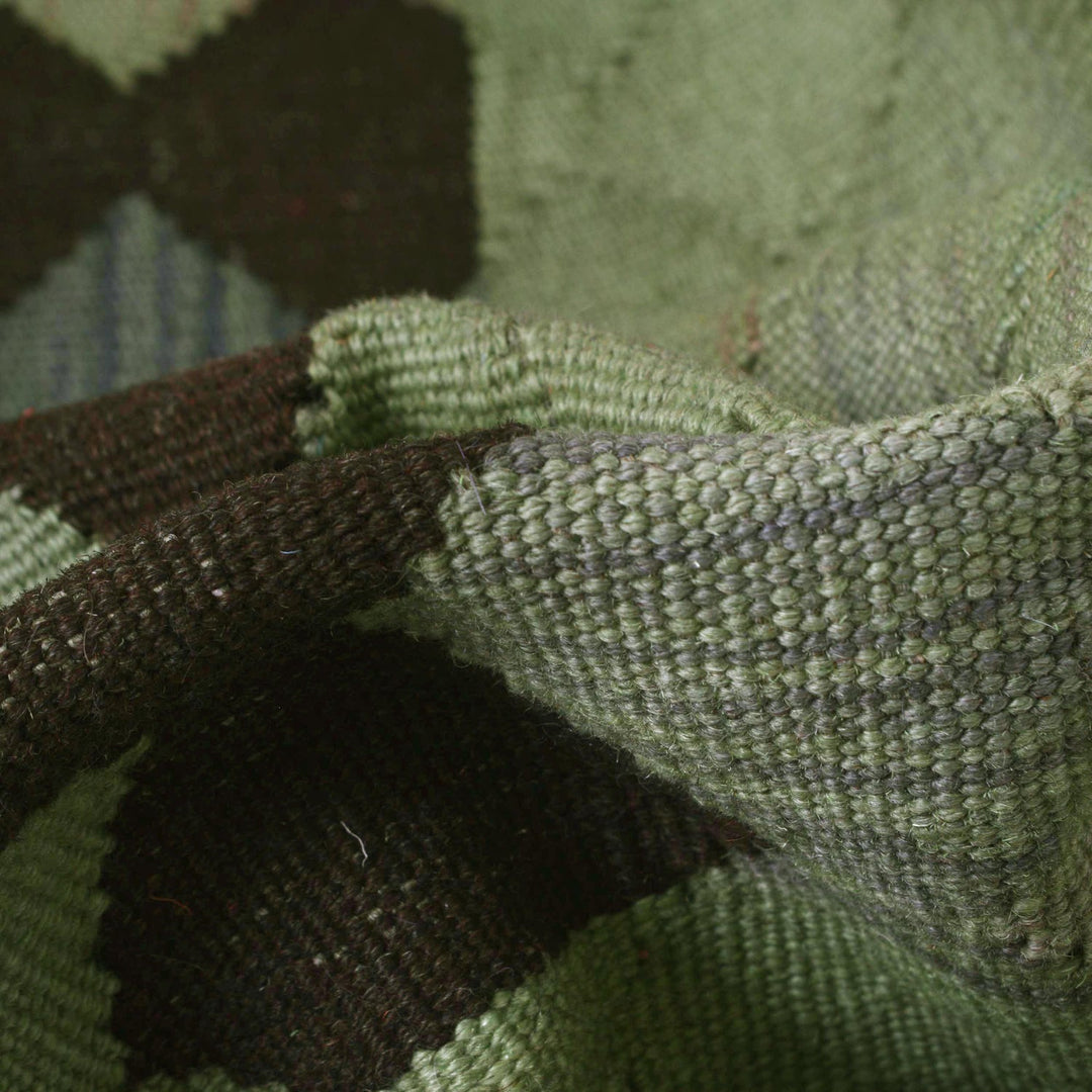 Green Color Overdyed Kelim 3' 4" x 4' 9" - No. AL43570