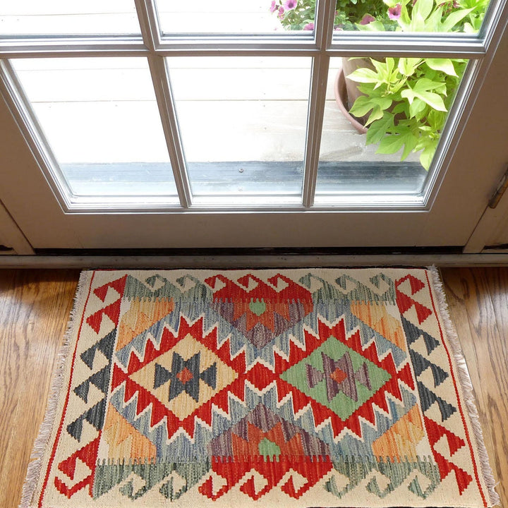 Hand Woven Wool Kelim 2' 0" x 2' 10" - No. AL78295