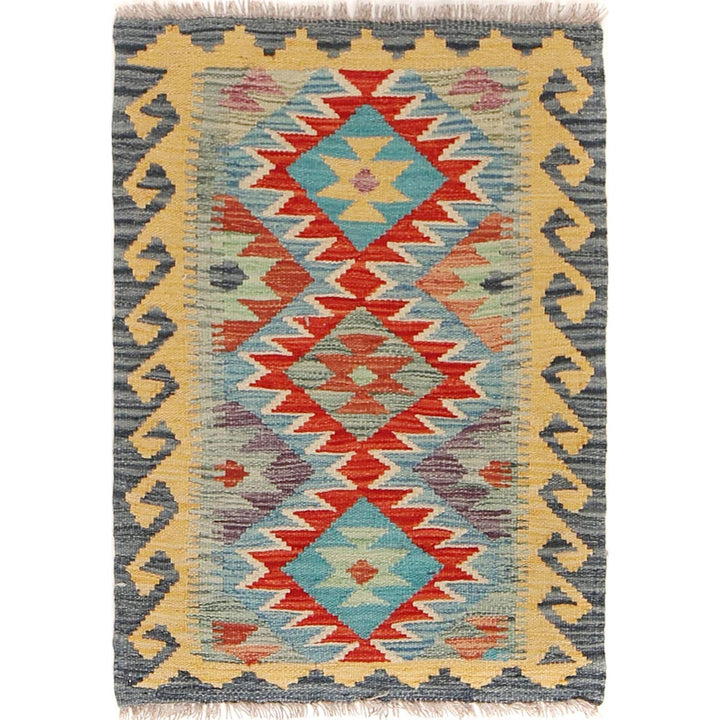 Handmade Turkish Design Wool Kilim 1' 11" x 2' 8" - No. AL20099