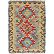 Handmade Turkish Design Wool Kilim 1' 11" x 2' 8" - No. AL20099