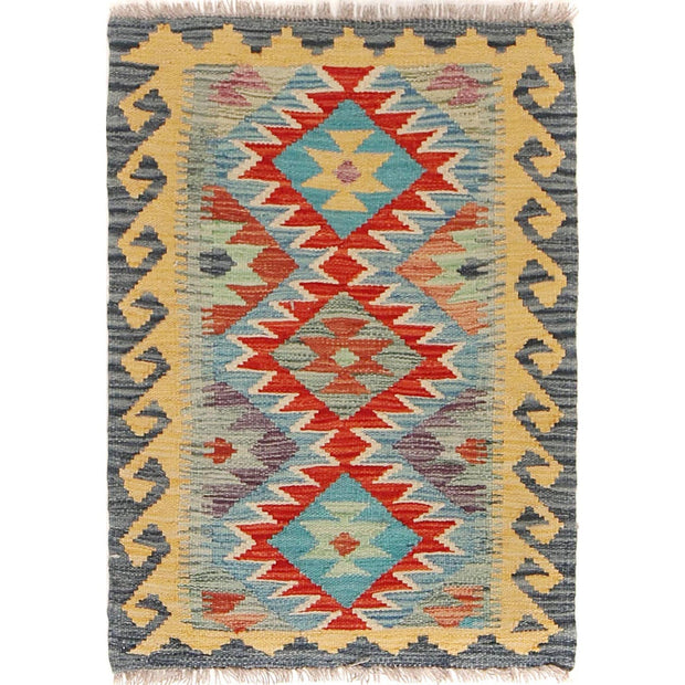 Handmade Turkish Design Wool Kilim 1' 11" x 2' 8" - No. AL20099