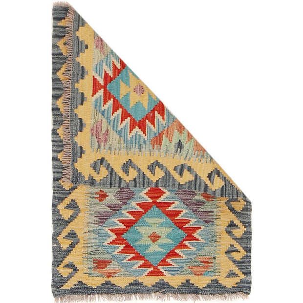 Handmade Turkish Design Wool Kilim 1' 11" x 2' 8" - No. AL20099