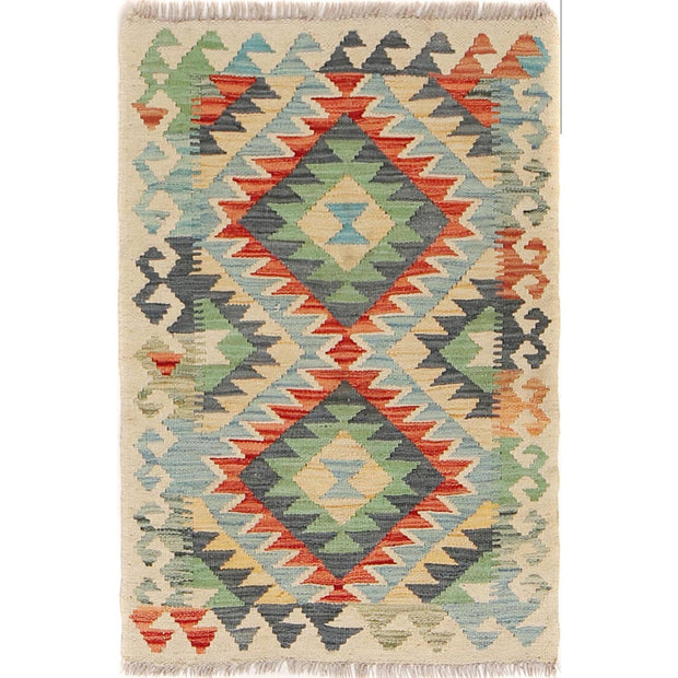 Hand Knotted Afghan Style Kilim 2' 0" x 2' 11" - No. AL36975