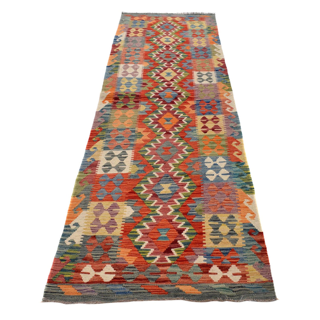 Handmade Turkish Design Wool Kilim Runner 2' 7" x 9' 7" - No. AL60866
