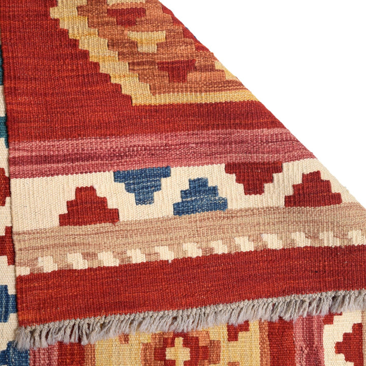 Colorful Flat-Weave Wool Kilim Runner 3' 9" x 12' 8" - No. AL31161