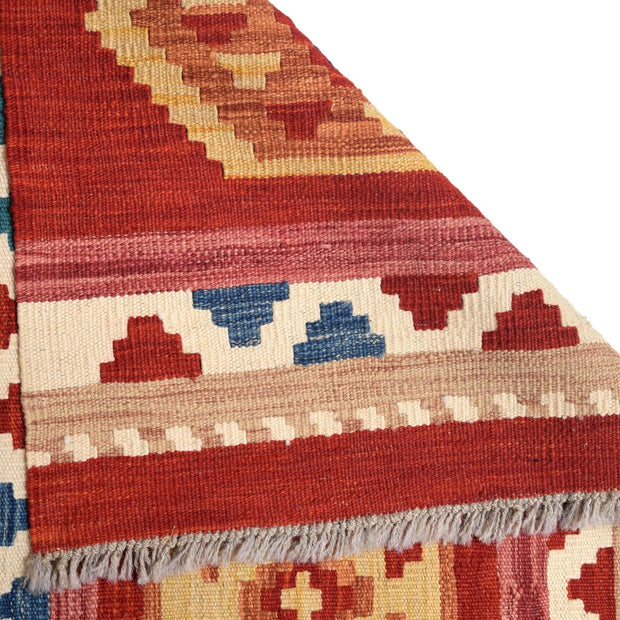 Colorful Flat-Weave Wool Kilim Runner 3' 9" x 12' 8" - No. AL31161