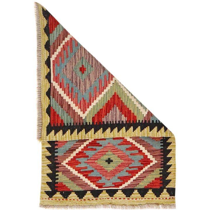 Hand Knotted Afghan Style Kilim 2' 1" x 3' 2" - No. AL29785