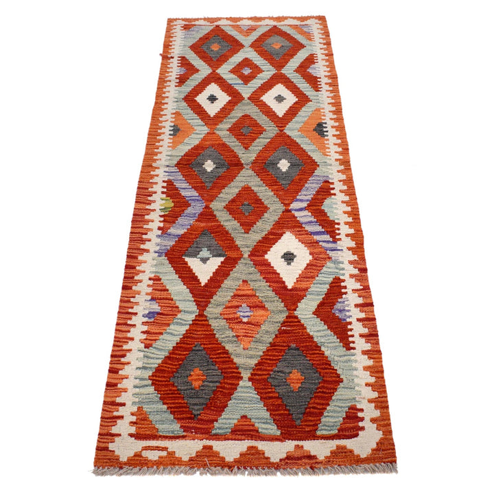 Hand Woven Wool Kelim Runner 2' 1" x 6' 3" - No. AL70660